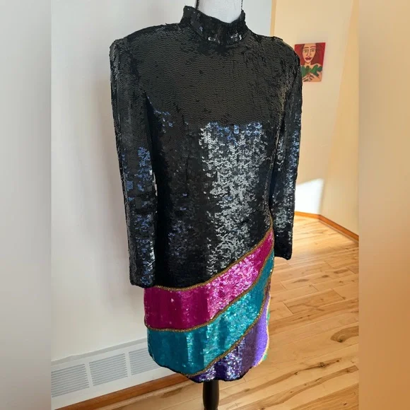 Mob wife glam dress, vintage Scarlet Rage,colorful - Picture 3 of 16